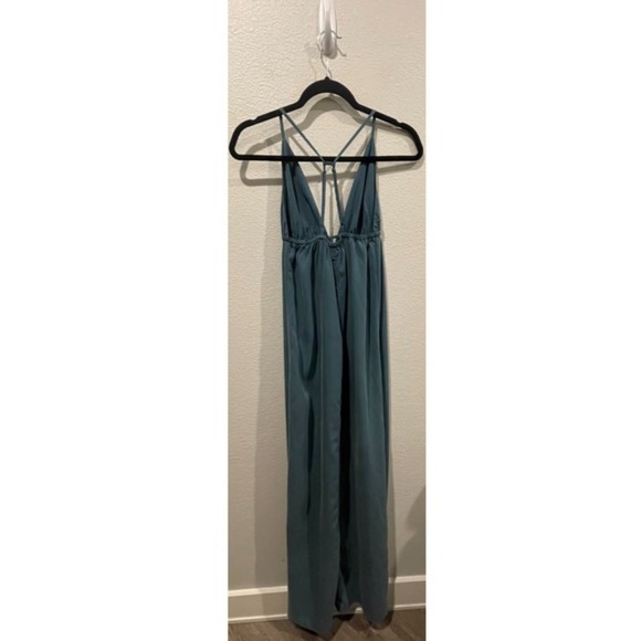 SILENCE + NOISE Triangle-Top Maxi Slip Dress in Olive - Picture 5 of 9